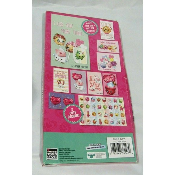 Shopkins Valentine’s Day 32 Cards and 32 Sticker - Picture 2 of 2